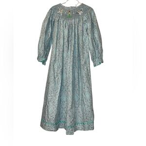 Shrimp & Grits blue gray paisley Frozen long sleeve bishop dress sz 8 NWT OLAF